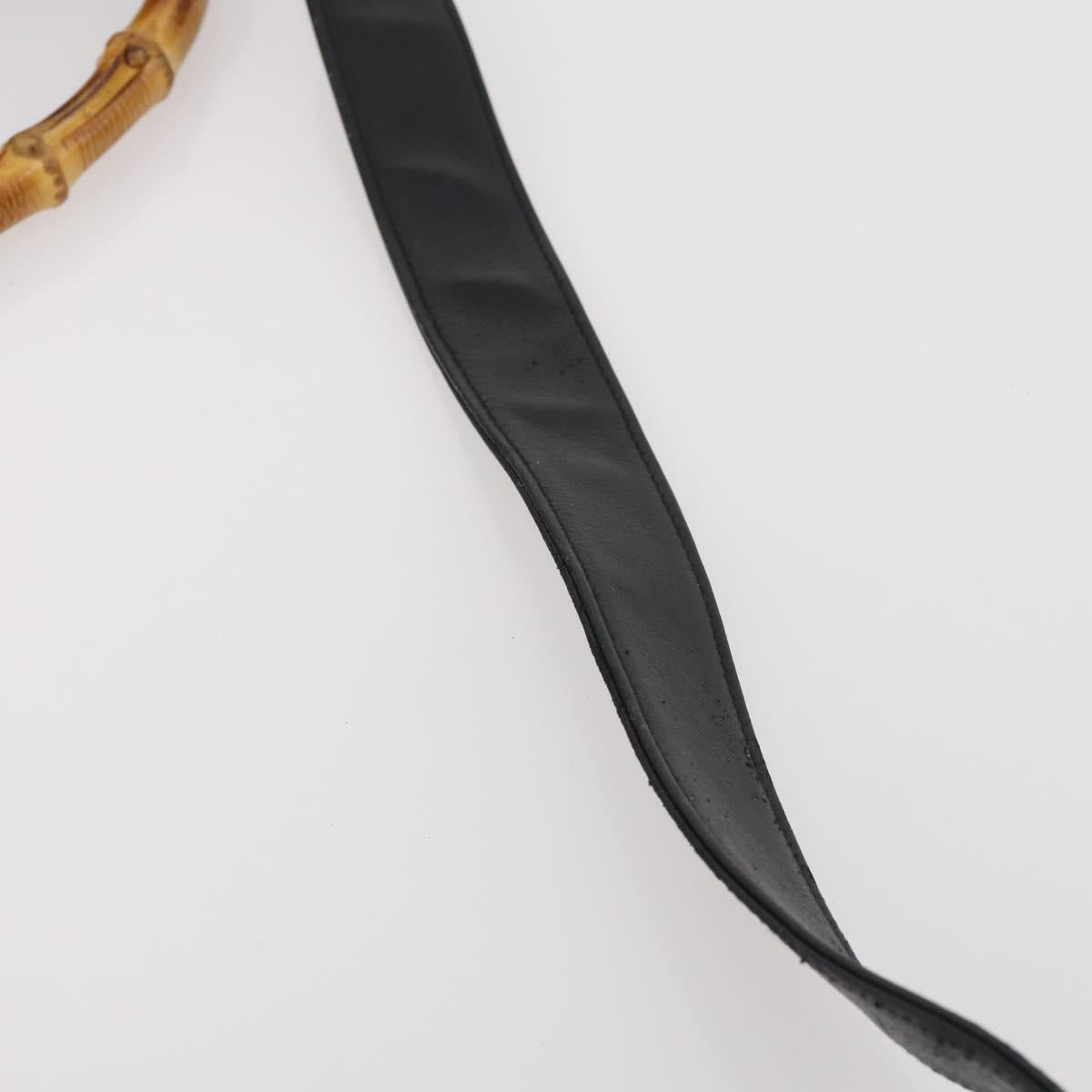 GUCCI Bamboo Shoulder Bag Leather 2way Black Gold 001 3444 1638 Auth 182216