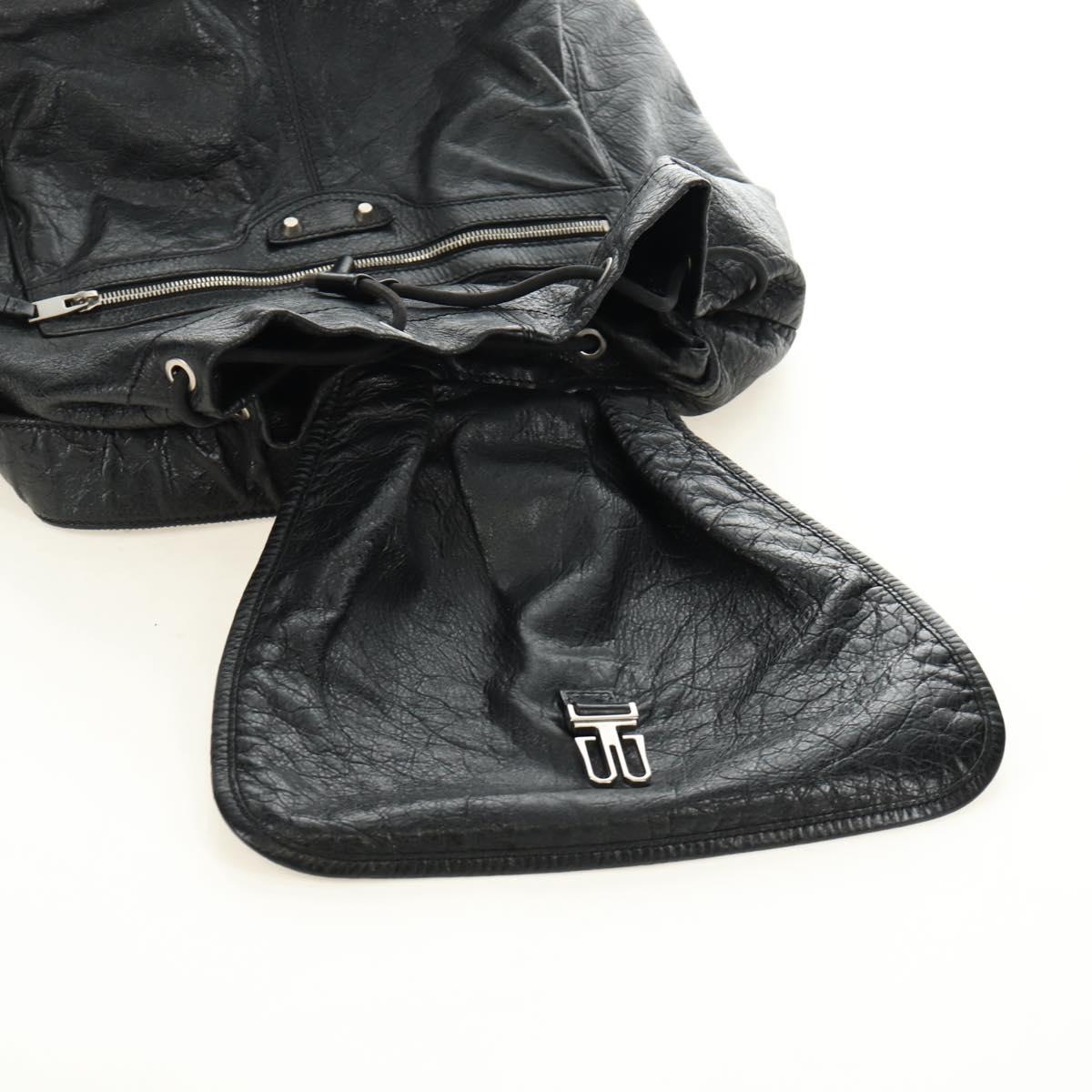BALENCIAGA Classic Traveler Backpack Leather Black Silver 340139 Auth 182218V