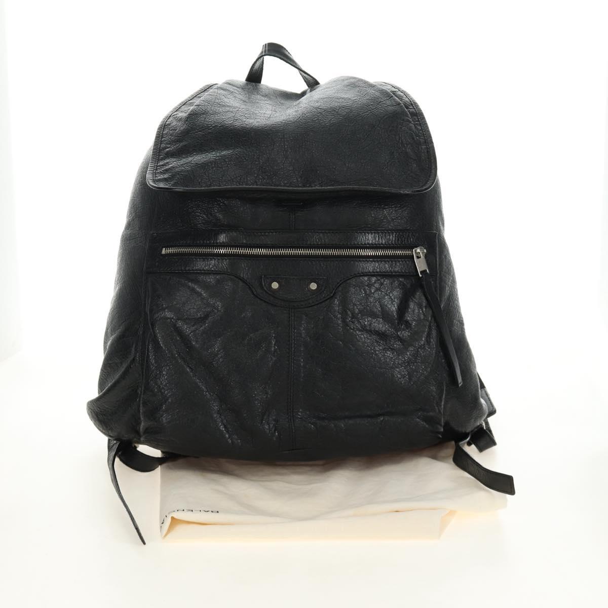 BALENCIAGA Classic Traveler Backpack Leather Black Silver 340139 Auth 182218V