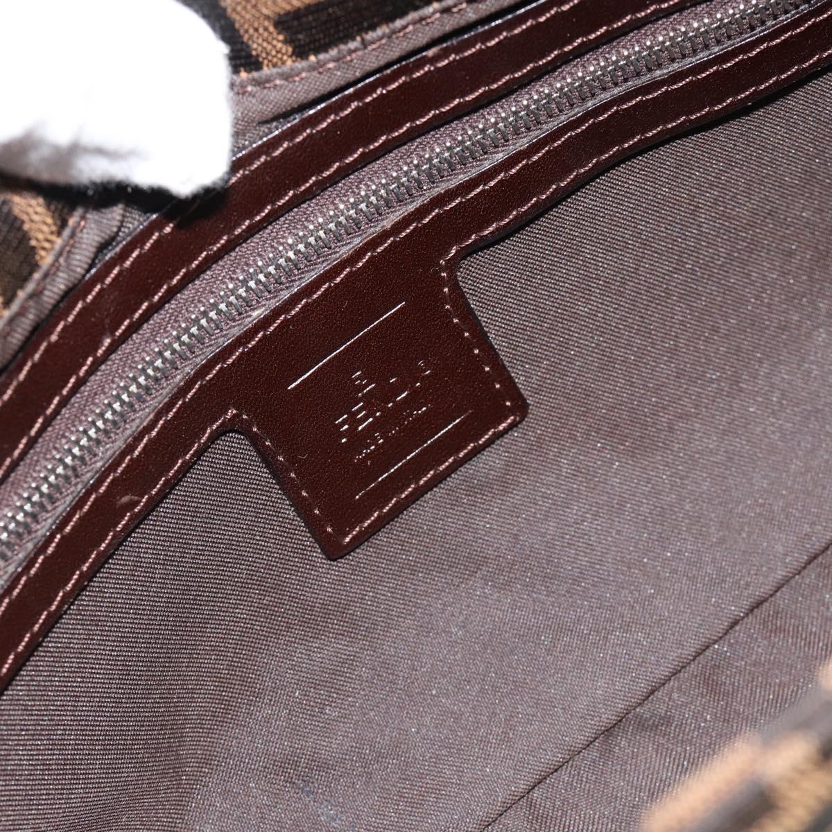 FENDI Zucca Canvas Mamma Baguette Shoulder Bag Black Brown Auth 182220SAM
