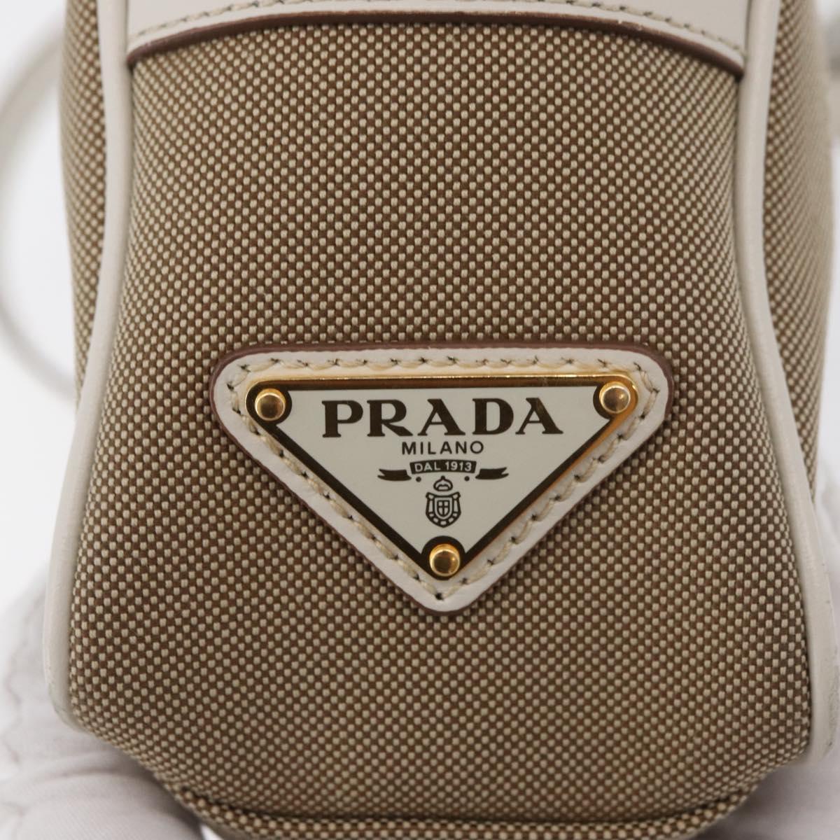PRADA Shoulder Bag Jacquard Beige Gold Auth 182221M