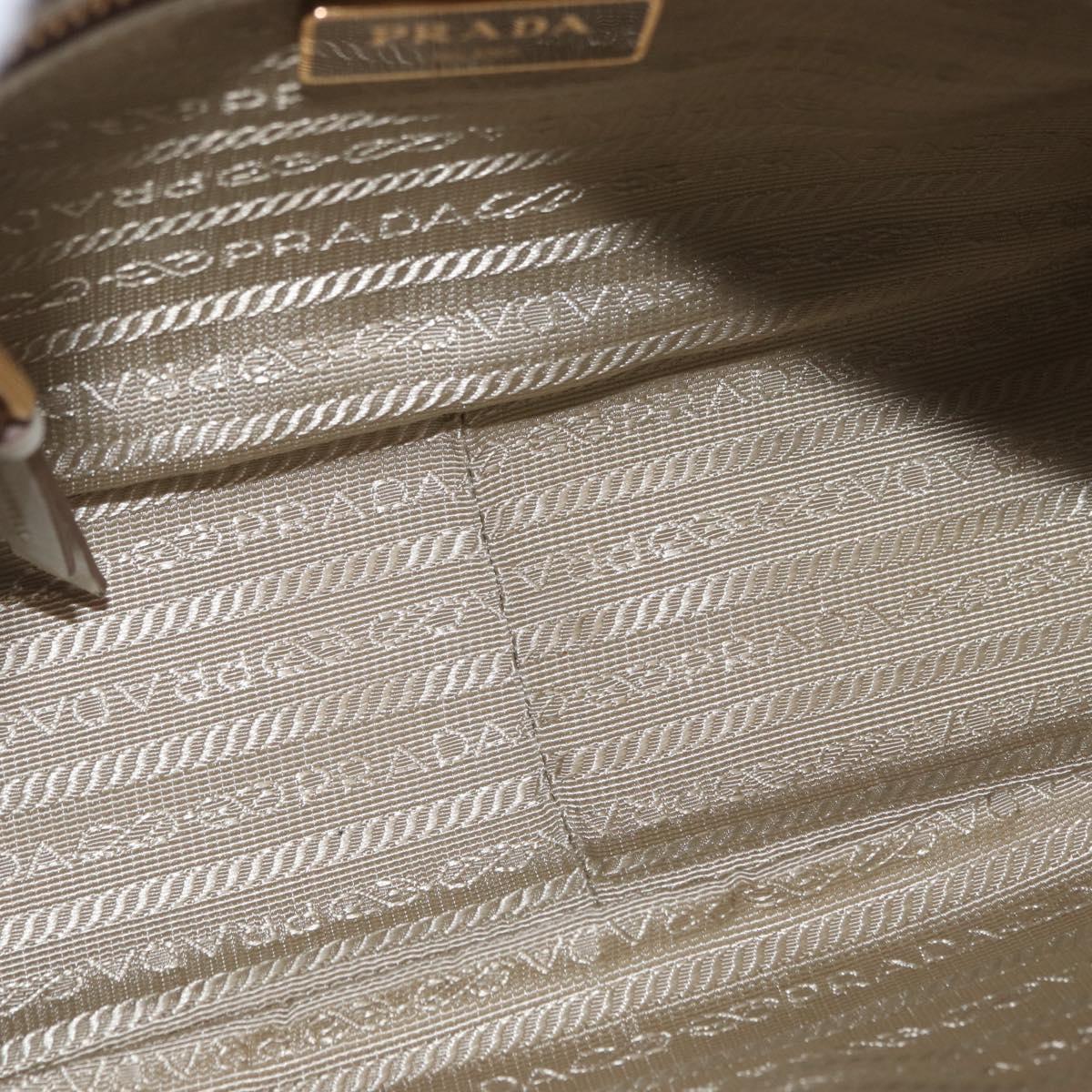 PRADA Shoulder Bag Jacquard Beige Gold Auth 182221M