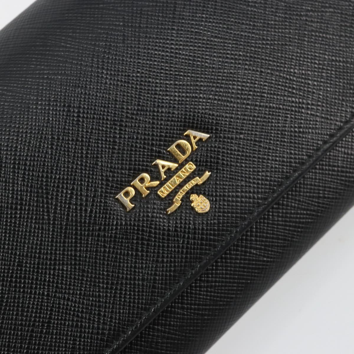 PRADA Shoulder Bag Safiano leather Black Gold Auth 182224V