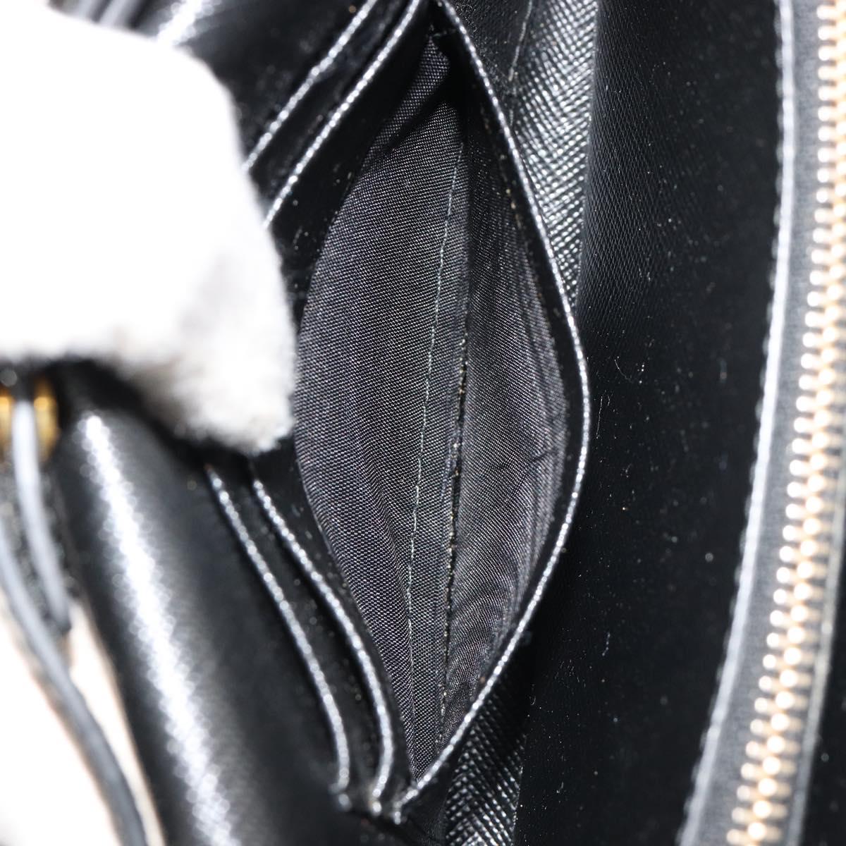 PRADA Shoulder Bag Safiano leather Black Gold Auth 182224V