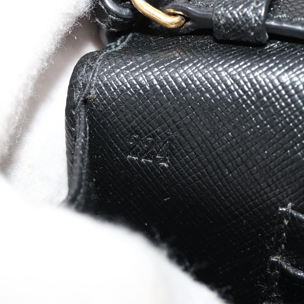 PRADA Shoulder Bag Safiano leather Black Gold Auth 182224V