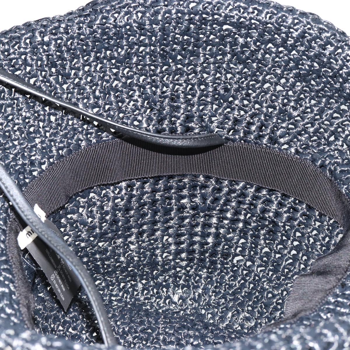 Miu Miu Hat Raffia M Black Auth 182226A
