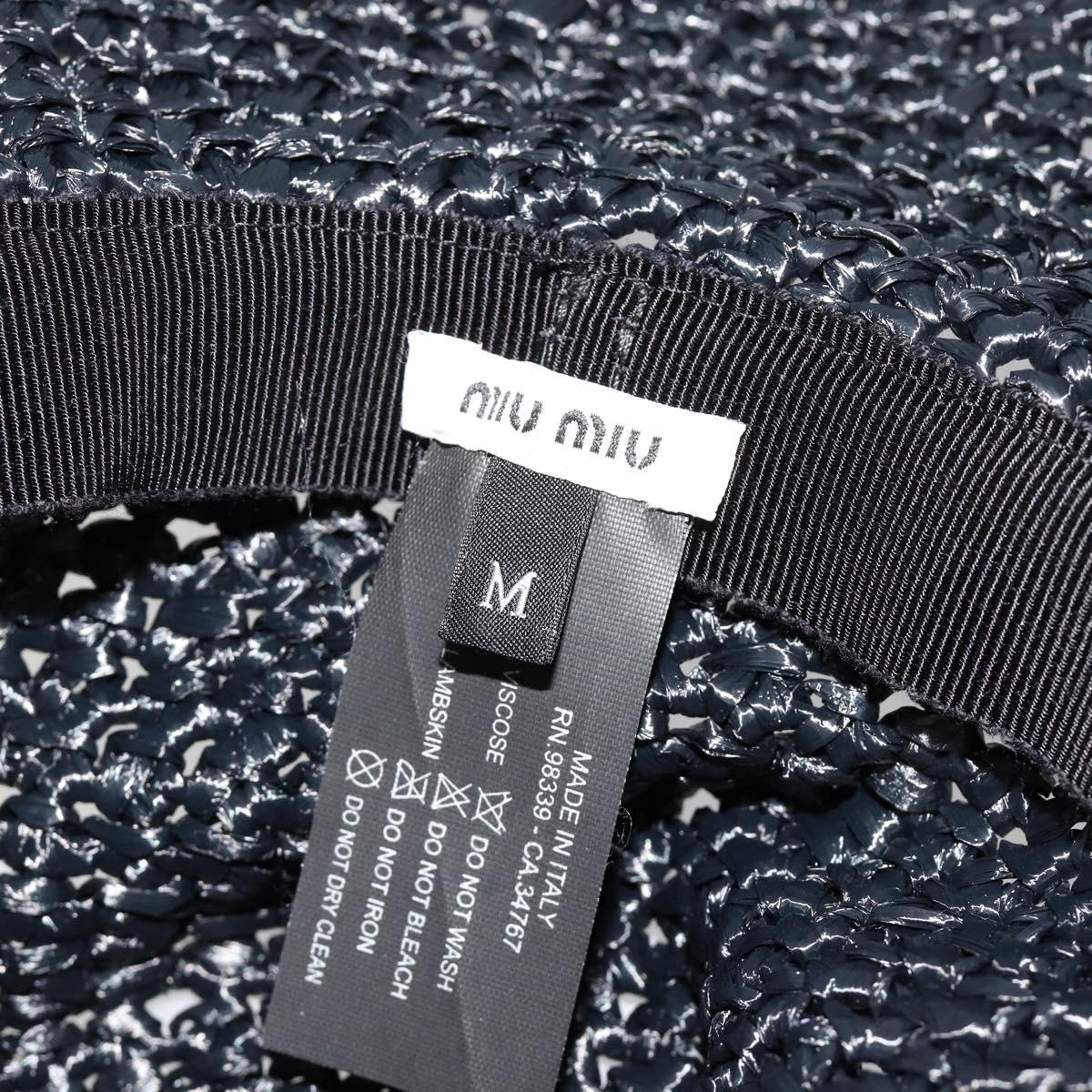 Miu Miu Hat Raffia M Black Auth 182226A