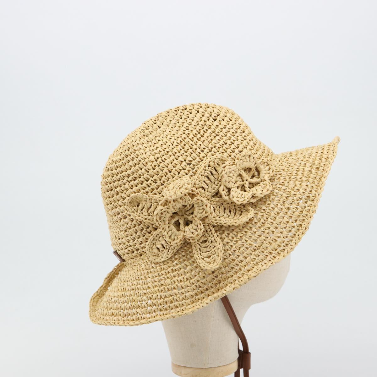 Miu Miu Hat Raffia M Beige Auth 182227A