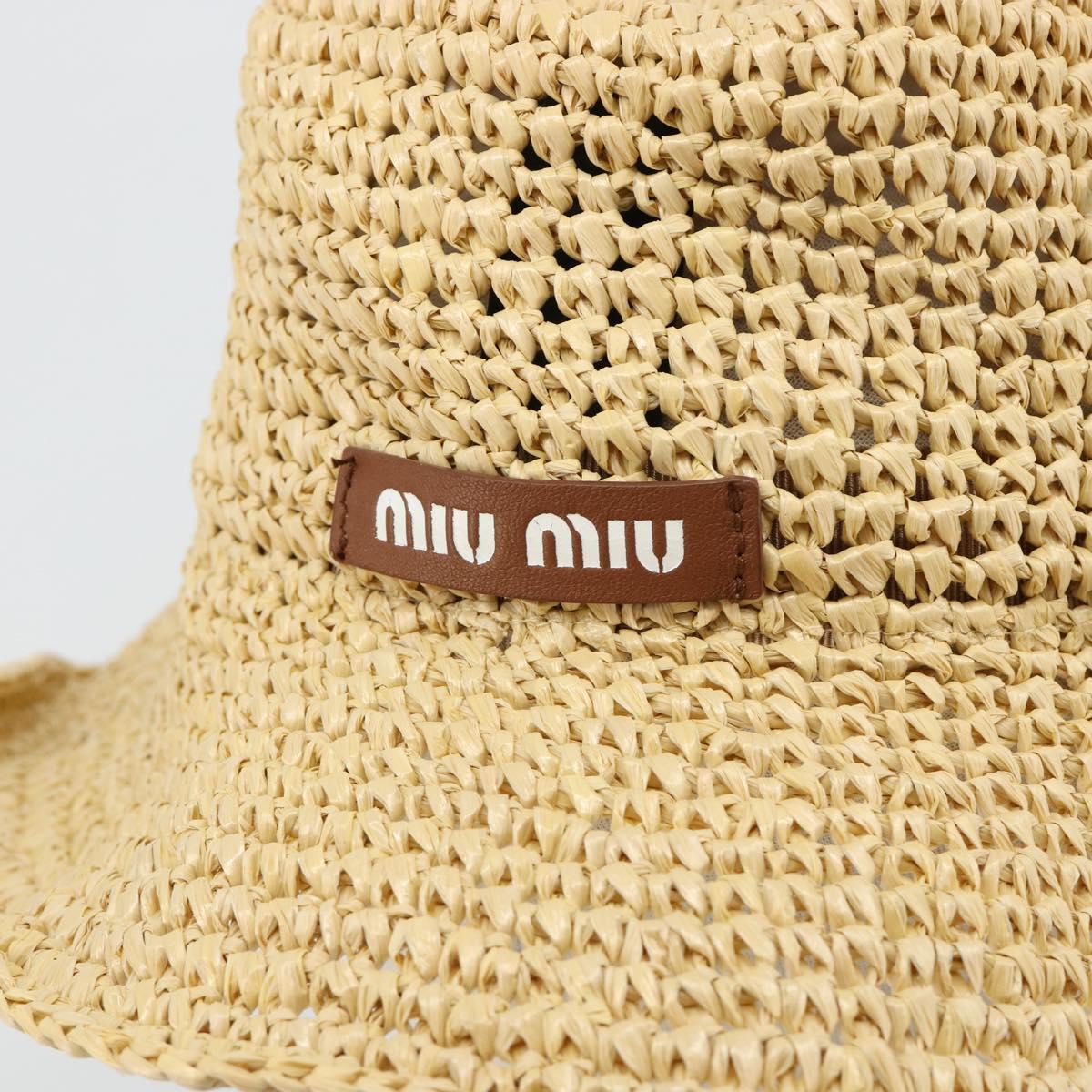 Miu Miu Hat Raffia M Beige Auth 182227A