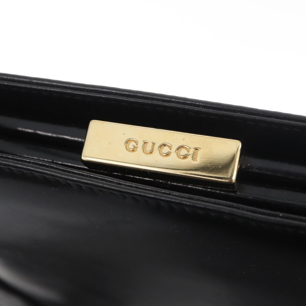 GUCCI Tote Bag Leather Black Gold Auth 182228