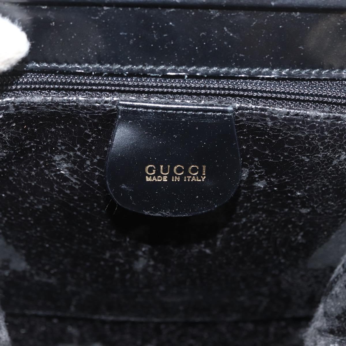 GUCCI Tote Bag Leather Black Gold Auth 182228