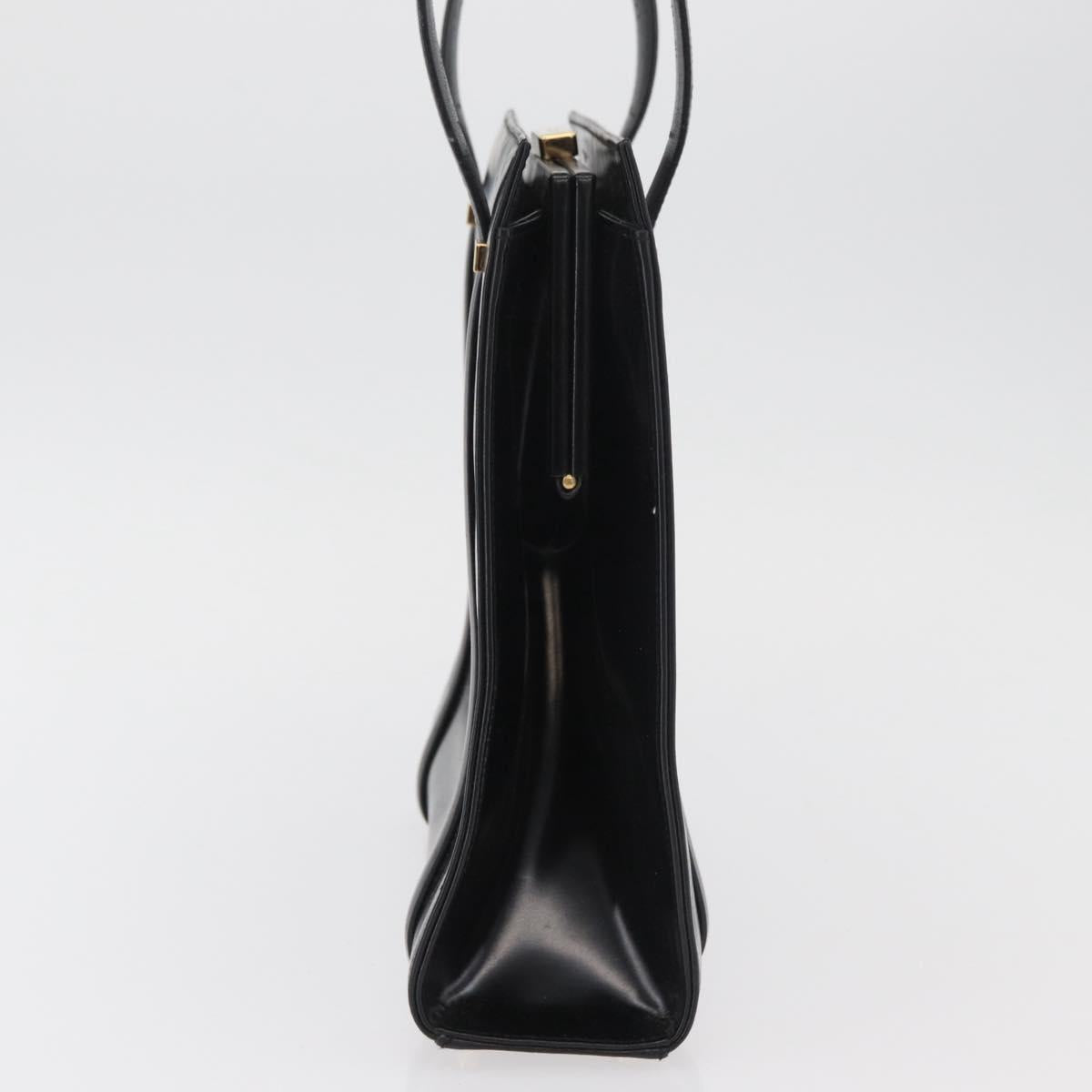 GUCCI Tote Bag Leather Black Gold Auth 182228