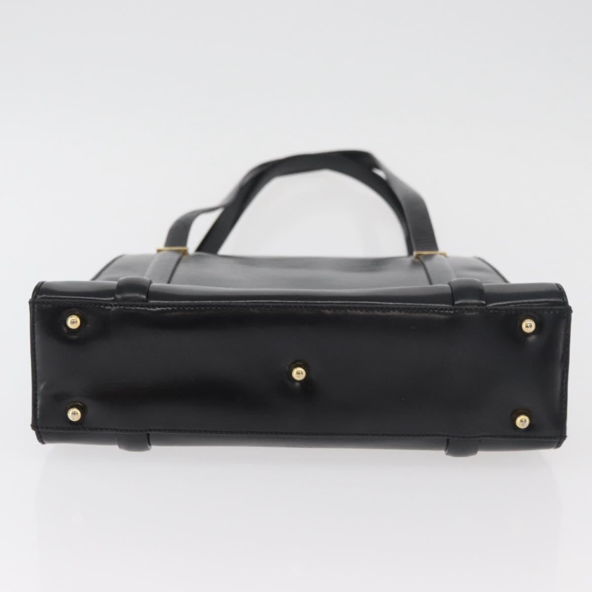 GUCCI Tote Bag Leather Black Gold Auth 182228
