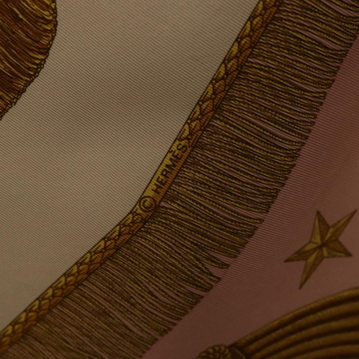 HERMES Carre 90 Scarf ""Poste et Cavalerie"" Silk Pink Auth 182247