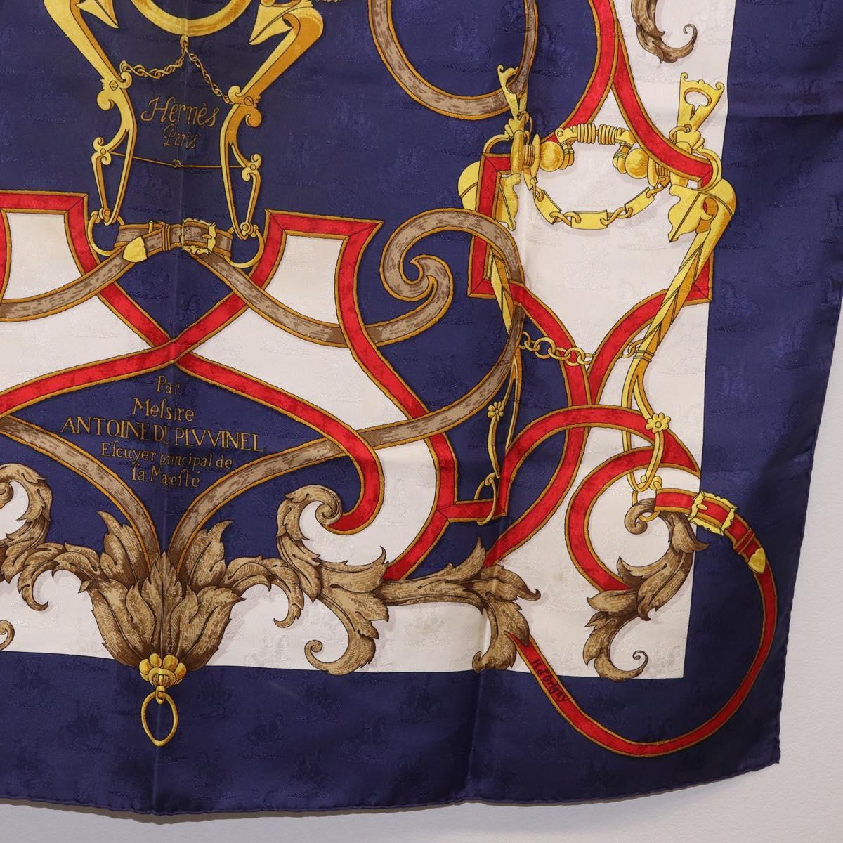 HERMES Carre 90 Scarf ""L'INSTRVCTION DV ROY"" Silk Navy Auth 182258