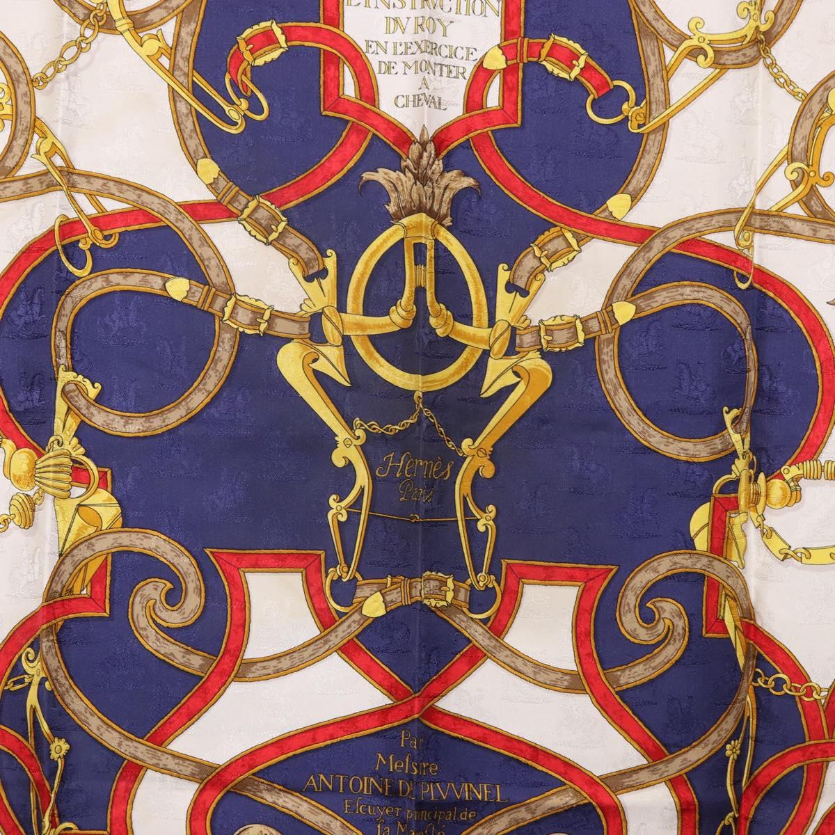 HERMES Carre 90 Scarf ""L'INSTRVCTION DV ROY"" Silk Navy Auth 182258