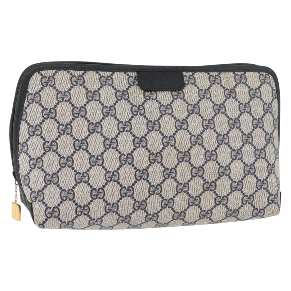 GUCCI GG Supreme Clutch Bag PVC Navy Auth 182259