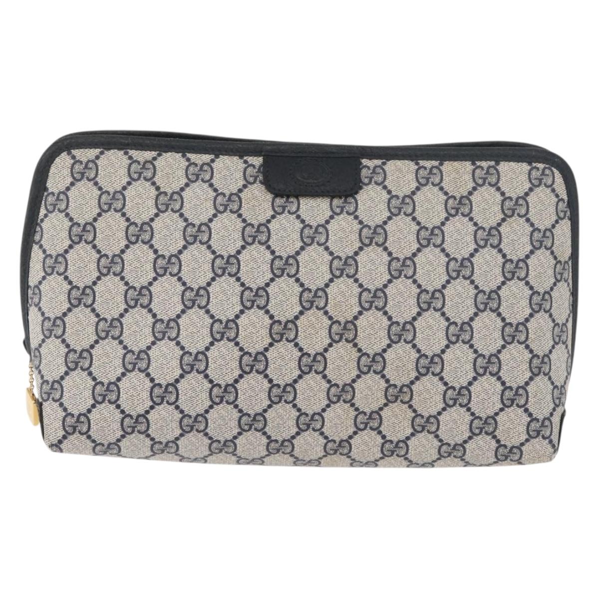 GUCCI GG Supreme Clutch Bag PVC Navy Auth 182259