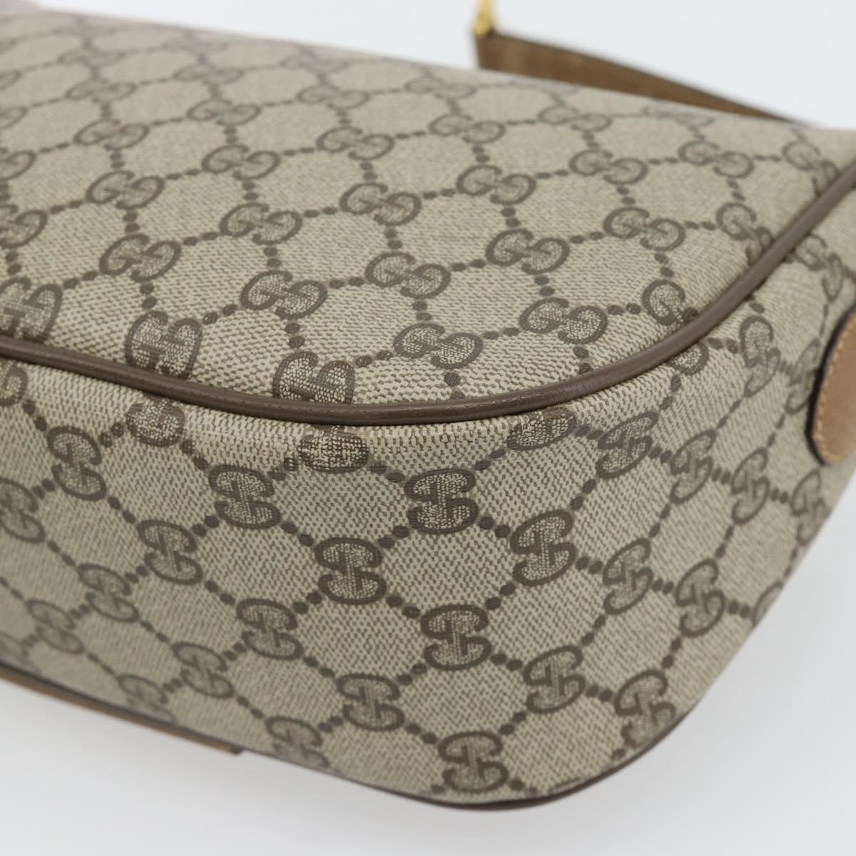 GUCCI GG Supreme Web Sherry Line Bag PVC Beige Gold 89 02 032 Auth 182261