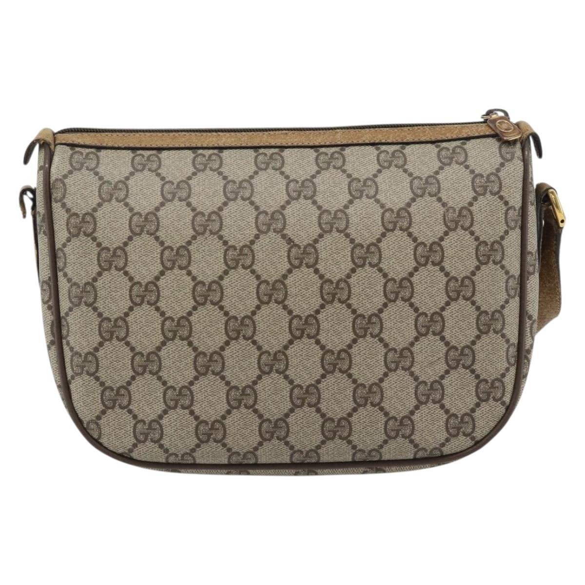 GUCCI GG Supreme Web Sherry Line Bag PVC Beige Gold 89 02 032 Auth 182261