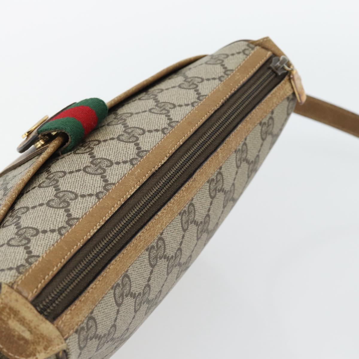 GUCCI GG Supreme Web Sherry Line Bag PVC Beige Gold 89 02 032 Auth 182261