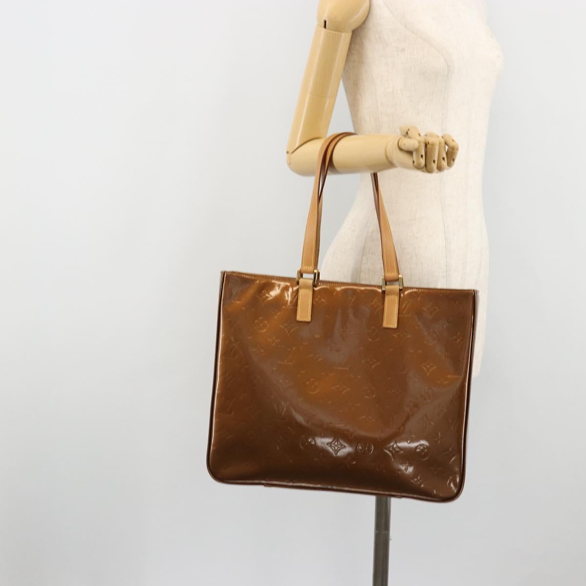 LOUIS VUITTON Monogram Vernis Columbus Tote Bag Bronze M91134 LV Auth 182266