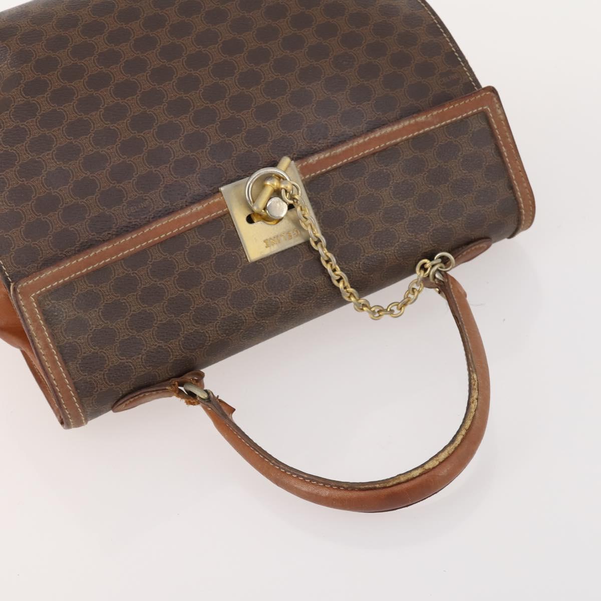 CELINE Macadam Canvas Hand Bag PVC Leather 2 Set Brown Gold Auth 182267