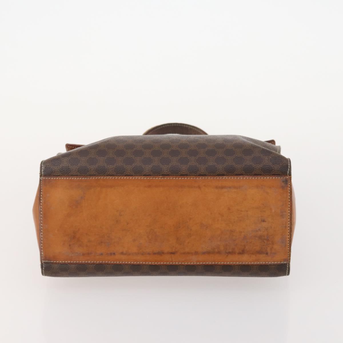 CELINE Macadam Canvas Hand Bag PVC Leather 2 Set Brown Gold Auth 182267