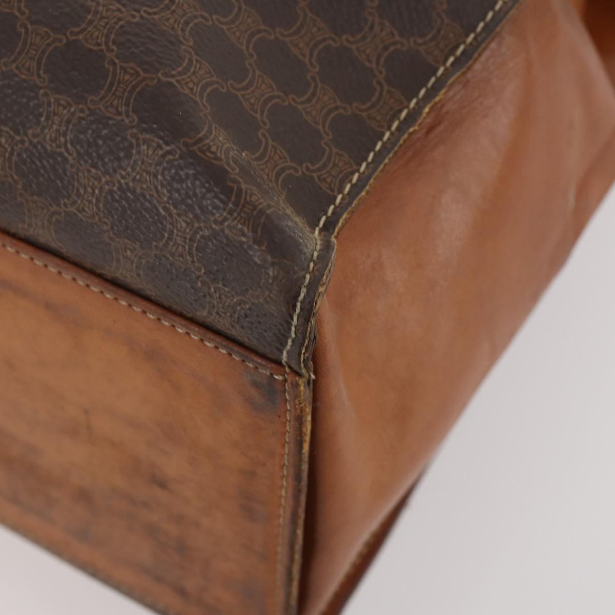 CELINE Macadam Canvas Hand Bag PVC Leather 2 Set Brown Gold Auth 182267