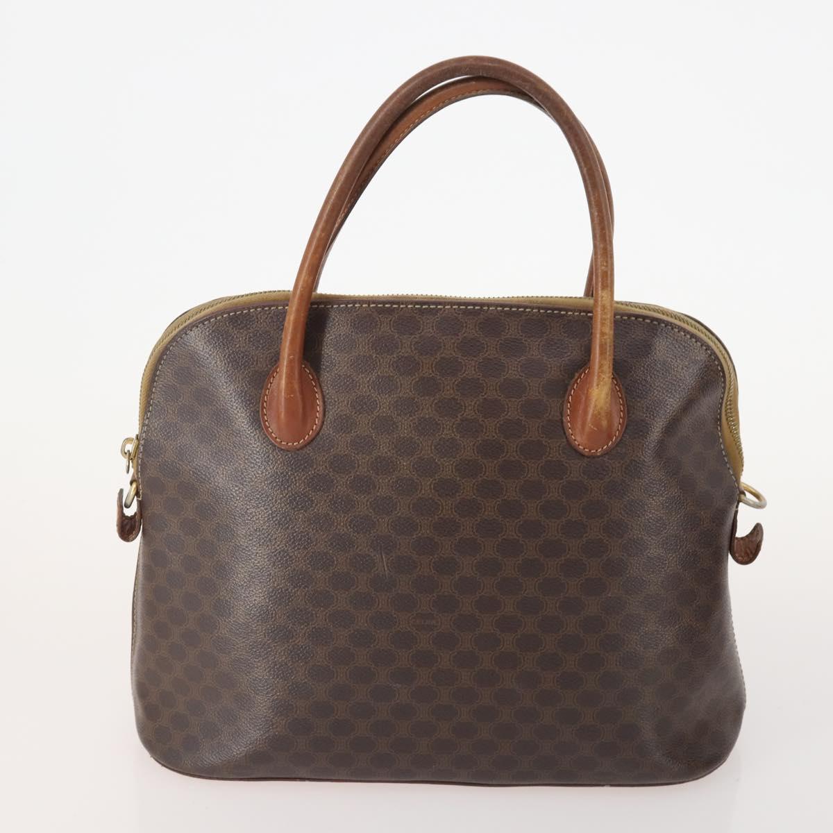 CELINE Macadam Canvas Hand Bag PVC Leather 2 Set Brown Gold Auth 182267