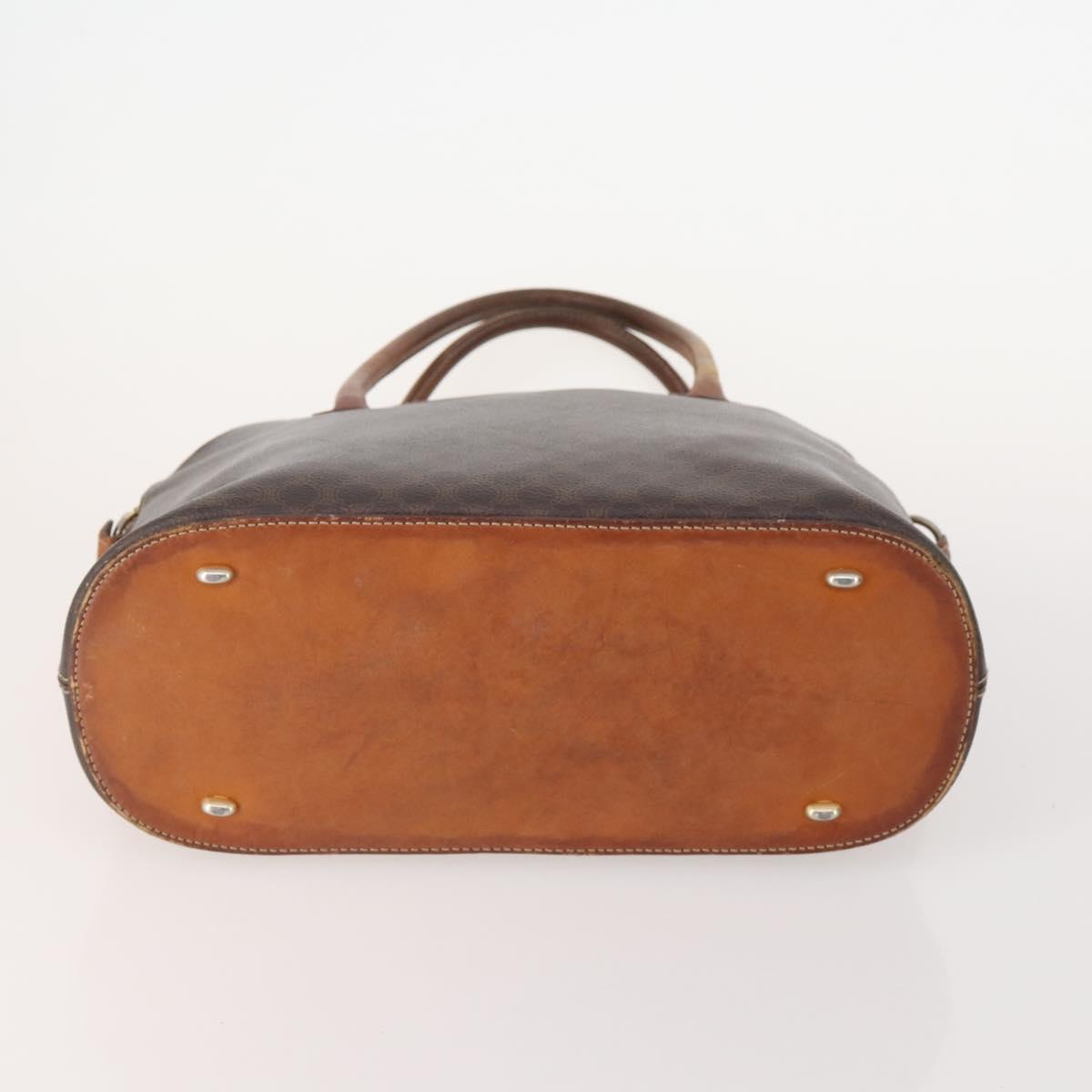 CELINE Macadam Canvas Hand Bag PVC Leather 2 Set Brown Gold Auth 182267