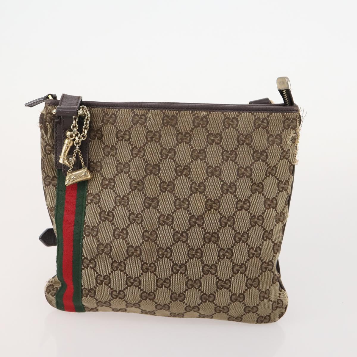 GUCCI GG Supreme GG Canvas Web Sherry Line Bag Nylon 5 Set Beige Auth 182268