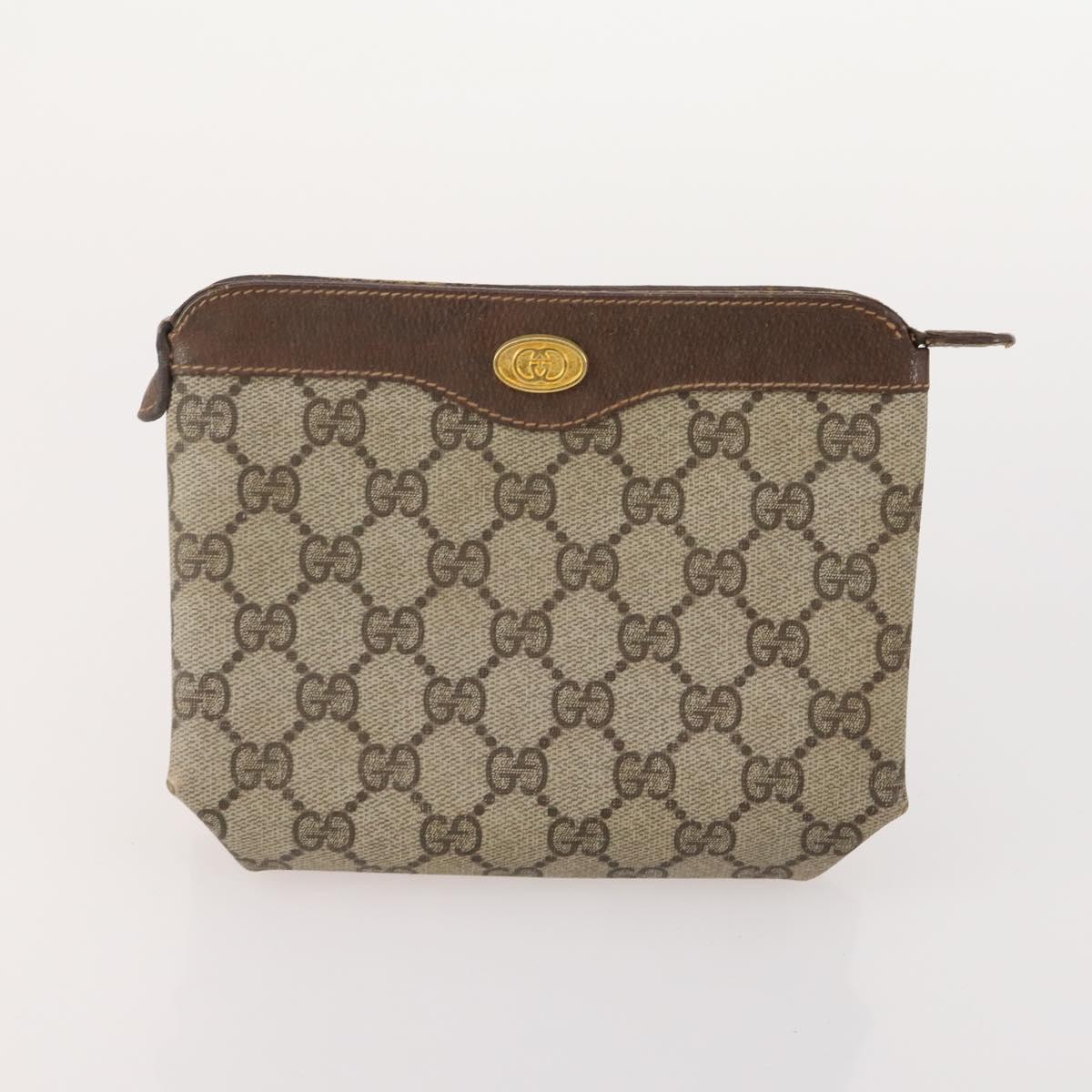 GUCCI GG Supreme Web Sherry Line Shoulder Bag PVC 4 Set Beige Gold Auth 182269