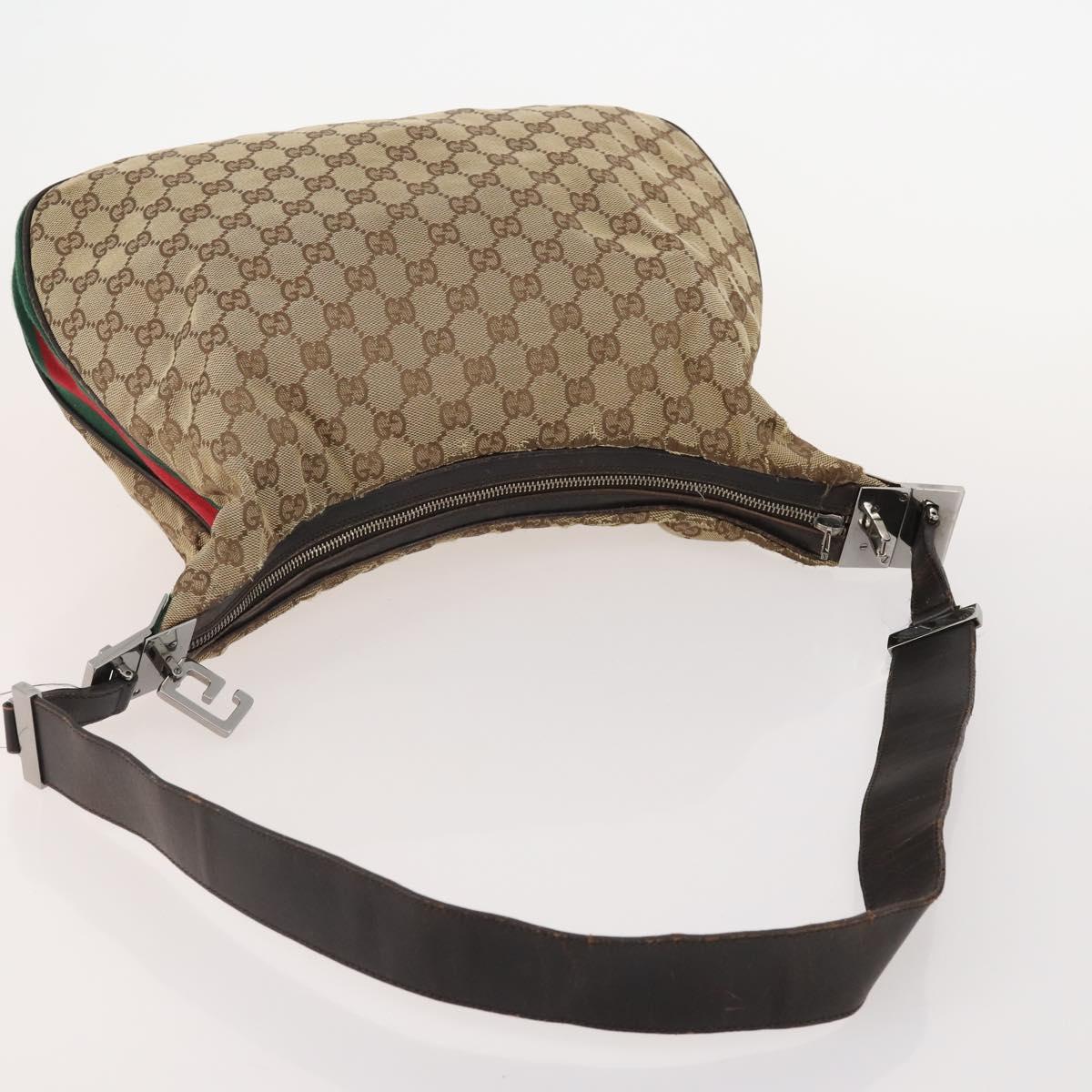 GUCCI GG Canvas Web Sherry Line Shoulder Bag 4 Set Beige Red Auth 182270
