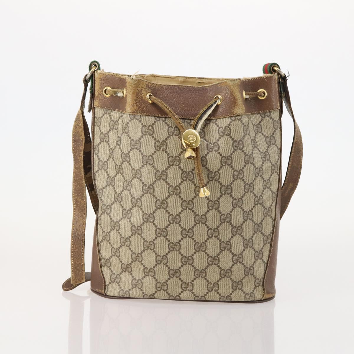 GUCCI GG Supreme Micro GG Supreme Web Sherry Line Bag PVC 3 Set Auth 182272