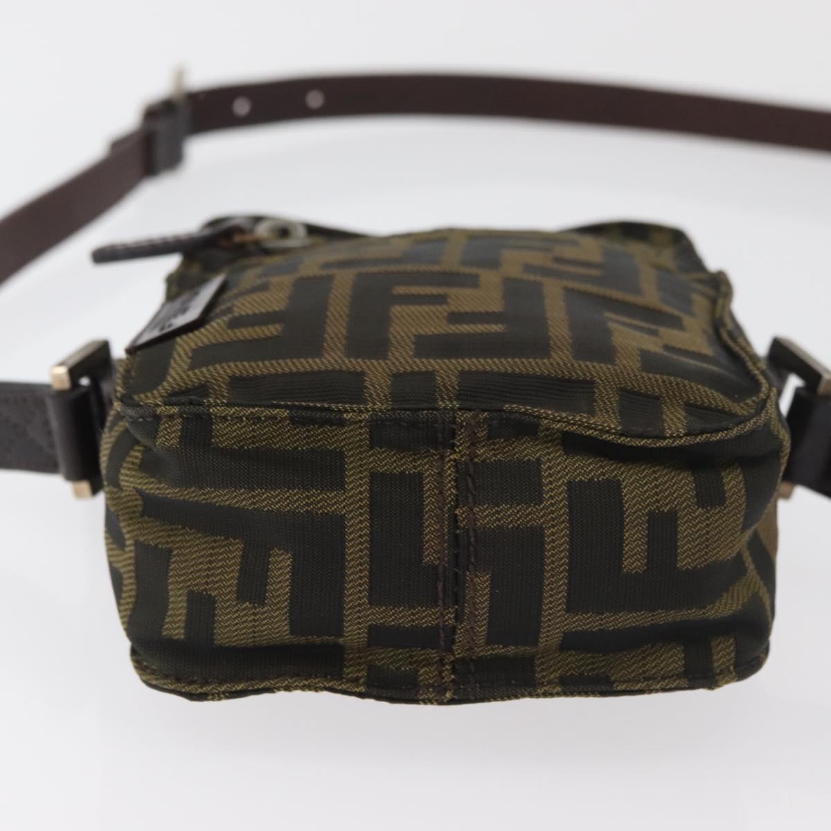 FENDI Zucca Canvas Shoulder Bag Black Brown Auth 182292V