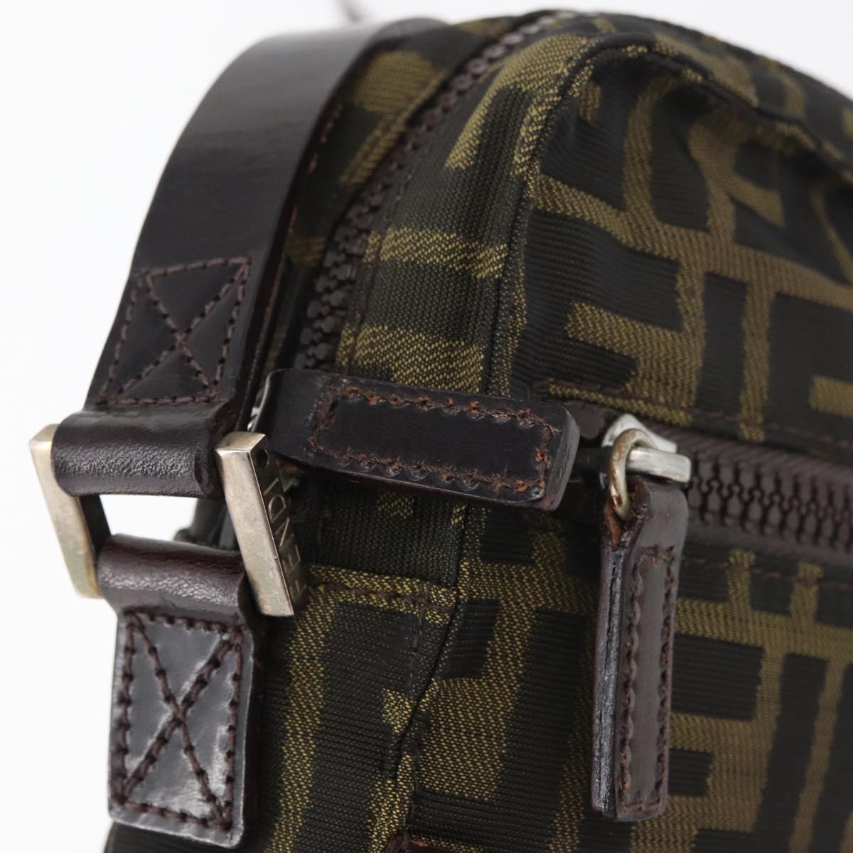 FENDI Zucca Canvas Shoulder Bag Black Brown Auth 182292V