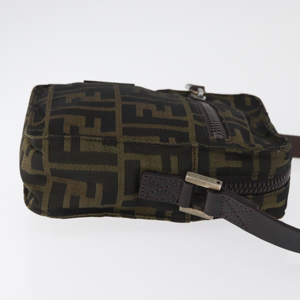 FENDI Zucca Canvas Shoulder Bag Black Brown Auth 182292V
