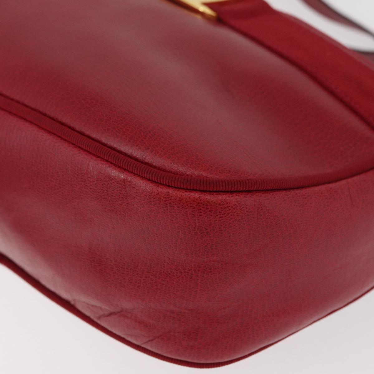 Salvatore Ferragamo Vala Shoulder Bag Leather Red Gold Auth 182294