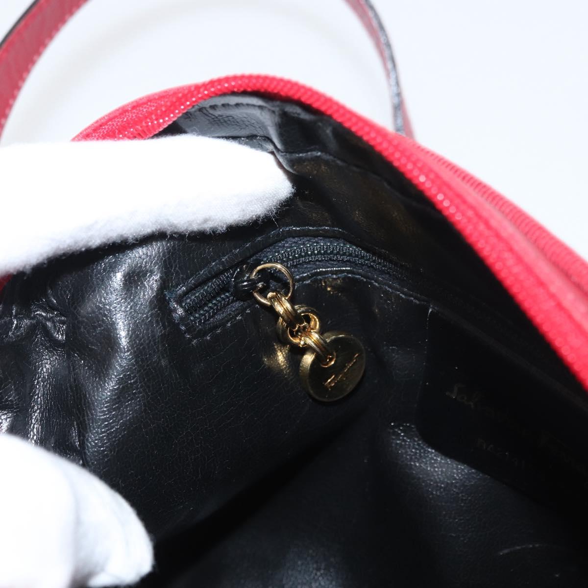 Salvatore Ferragamo Vala Shoulder Bag Leather Red Gold Auth 182294