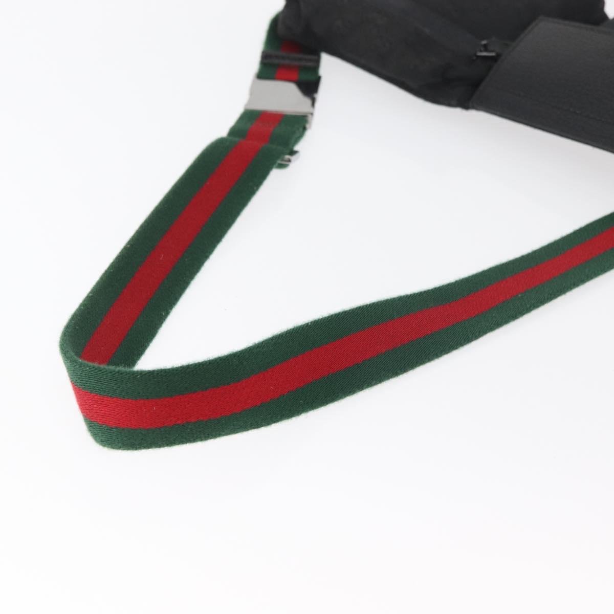GUCCI GG Canvas Web Sherry Line Waist bag Black Silver 28566 Auth 182295