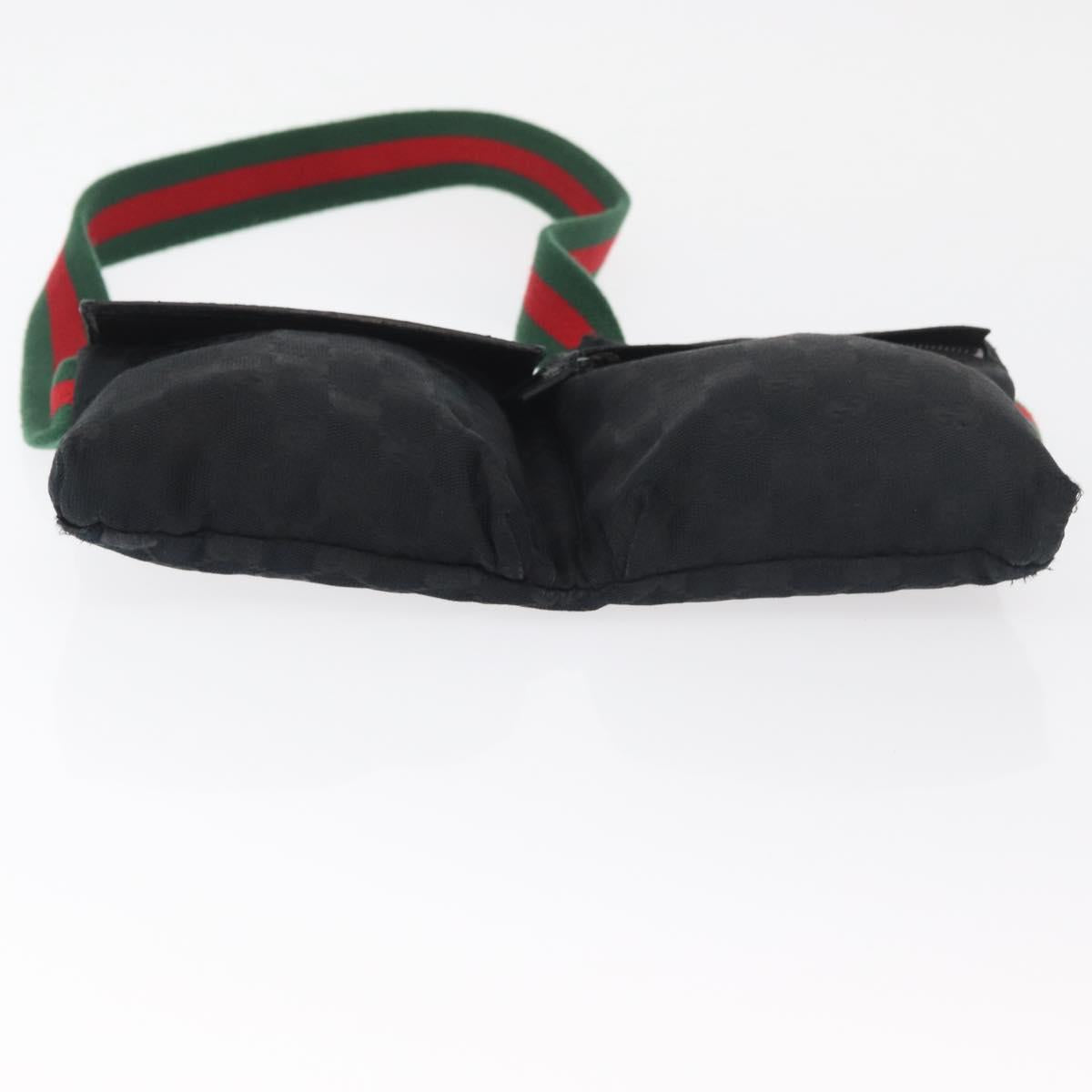 GUCCI GG Canvas Web Sherry Line Waist bag Black Silver 28566 Auth 182295