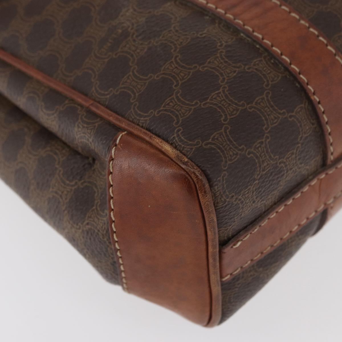 CELINE Macadam Canvas Hand Bag PVC Leather Brown Gold Auth 182298
