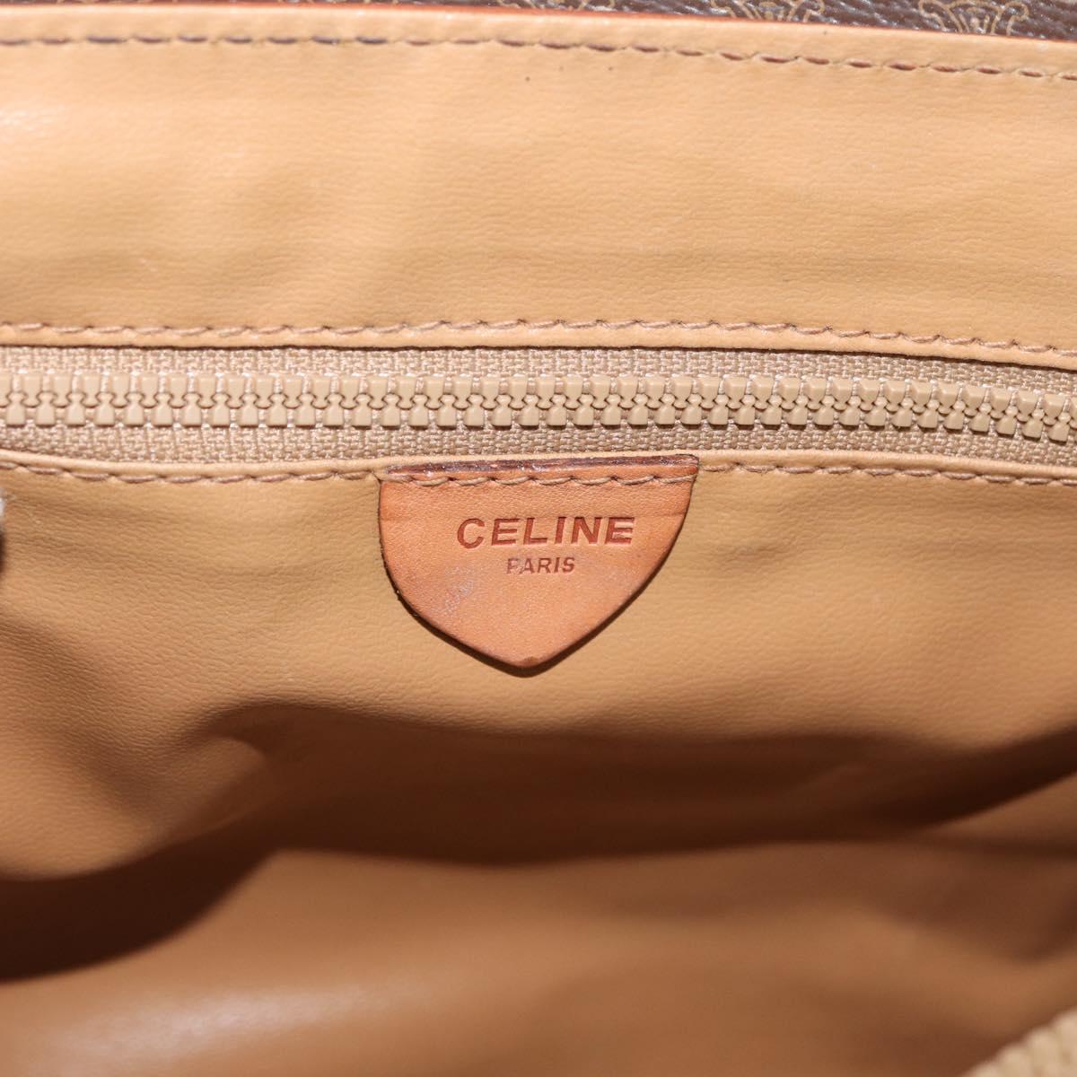CELINE Macadam Canvas Hand Bag PVC Leather Brown Gold Auth 182298