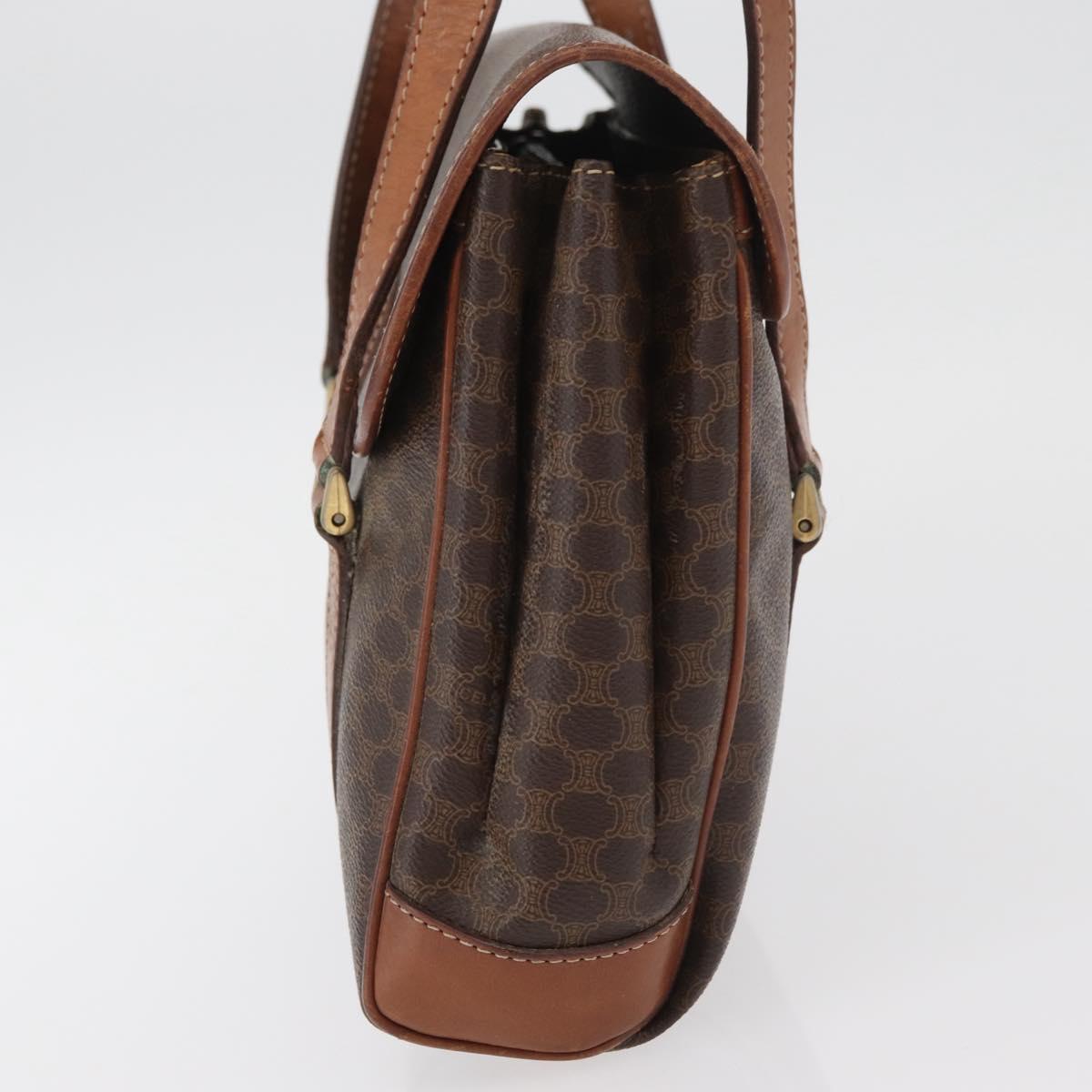 CELINE Macadam Canvas Hand Bag PVC Leather Brown Gold Auth 182298