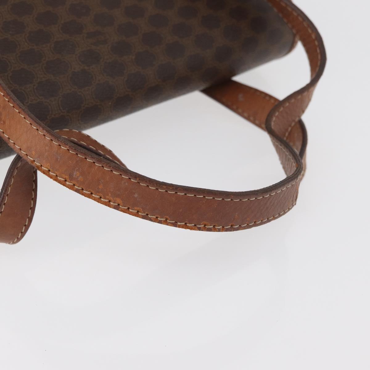 CELINE Macadam Canvas Hand Bag PVC Leather Brown Gold Auth 182298