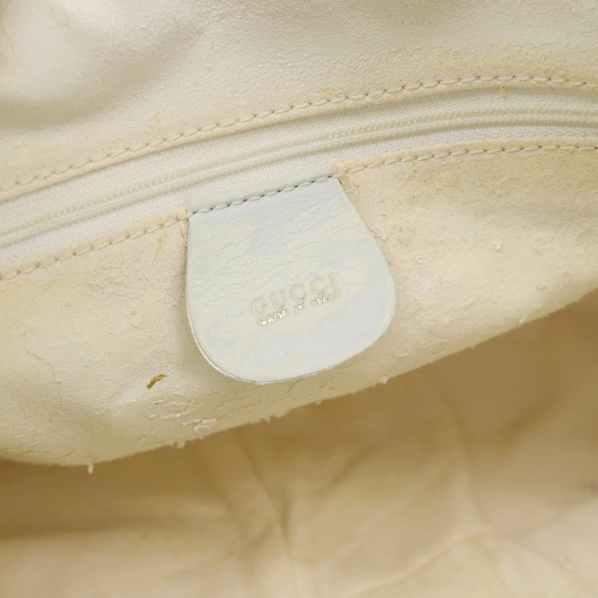 GUCCI Bamboo Shoulder Bag Leather 2way White Gold 001 2113 1638 Auth 182303