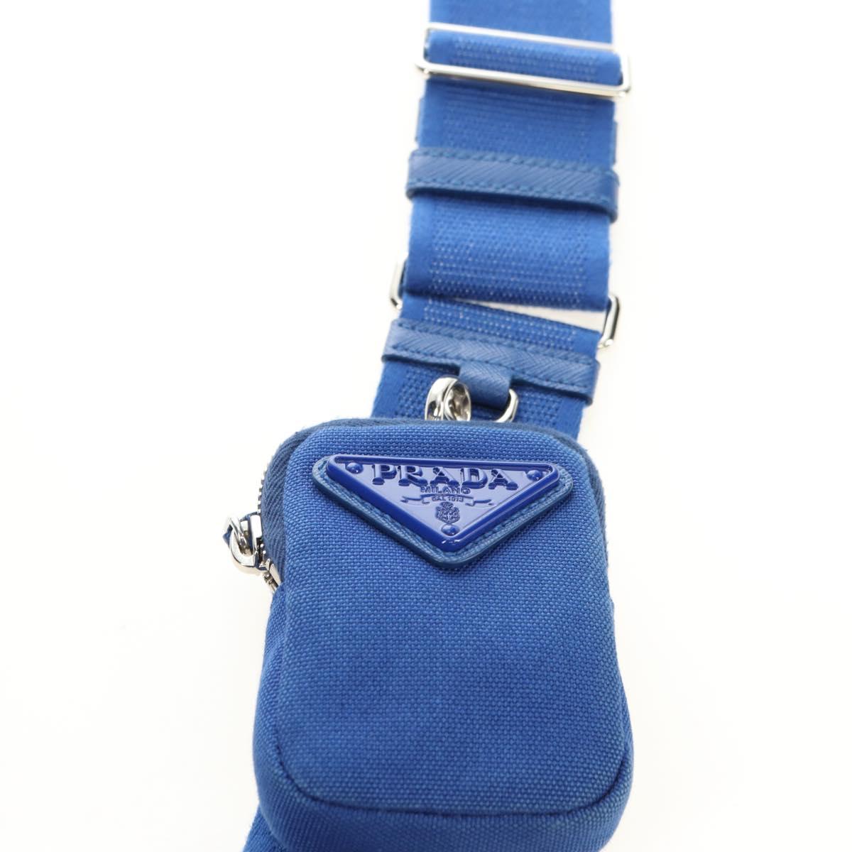 PRADA Shoulder Bag Canvas Blue Silver Auth 182306M