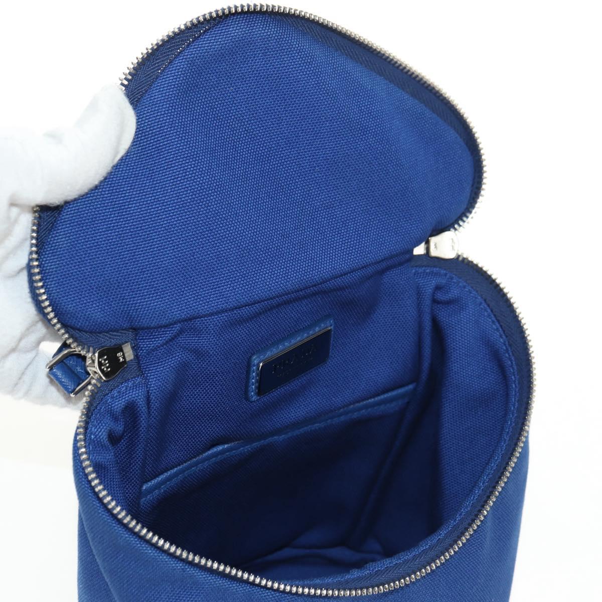 PRADA Shoulder Bag Canvas Blue Silver Auth 182306M