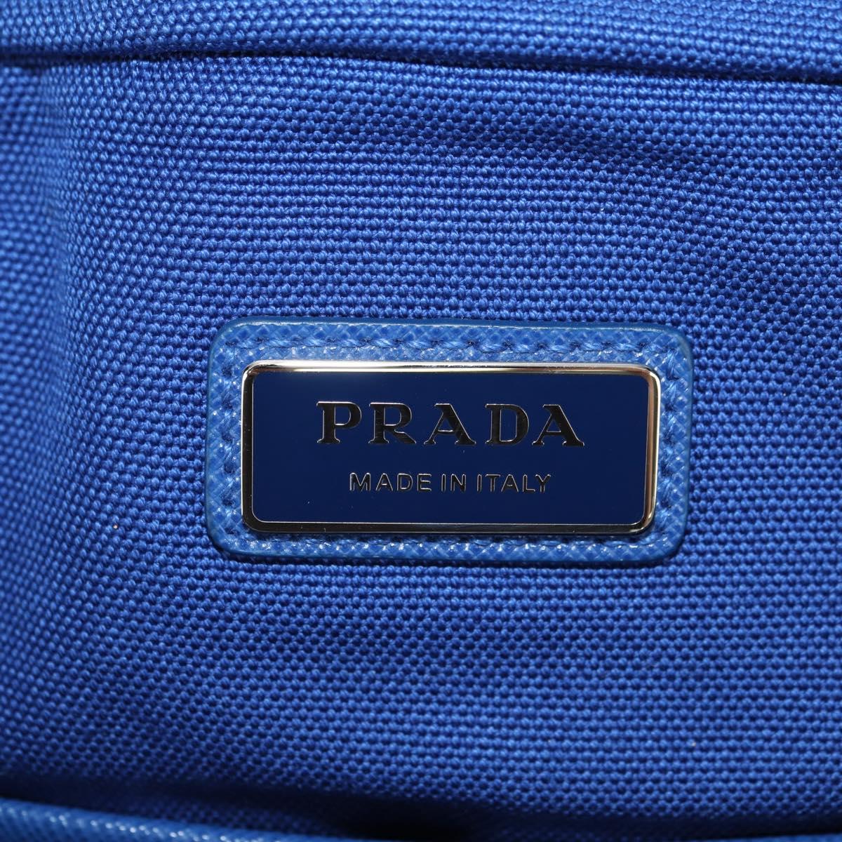 PRADA Shoulder Bag Canvas Blue Silver Auth 182306M